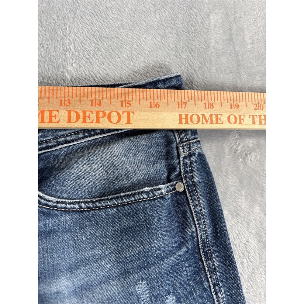 Diesel Viker Jeans Mens 34x32 Blue Straight Distressed Button Fly Wash 0806L - Picture 7 of 15